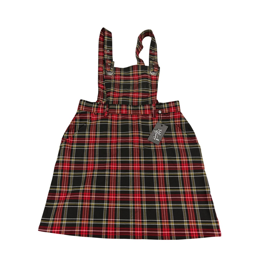 Hell Bunny Peebles Red Tartan Plaid Pinafore Mini Dress Punk Grunge HLB40140 M